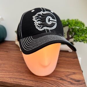 Adidas brand black on black Calgary Flames Cap with Embroidered Logo